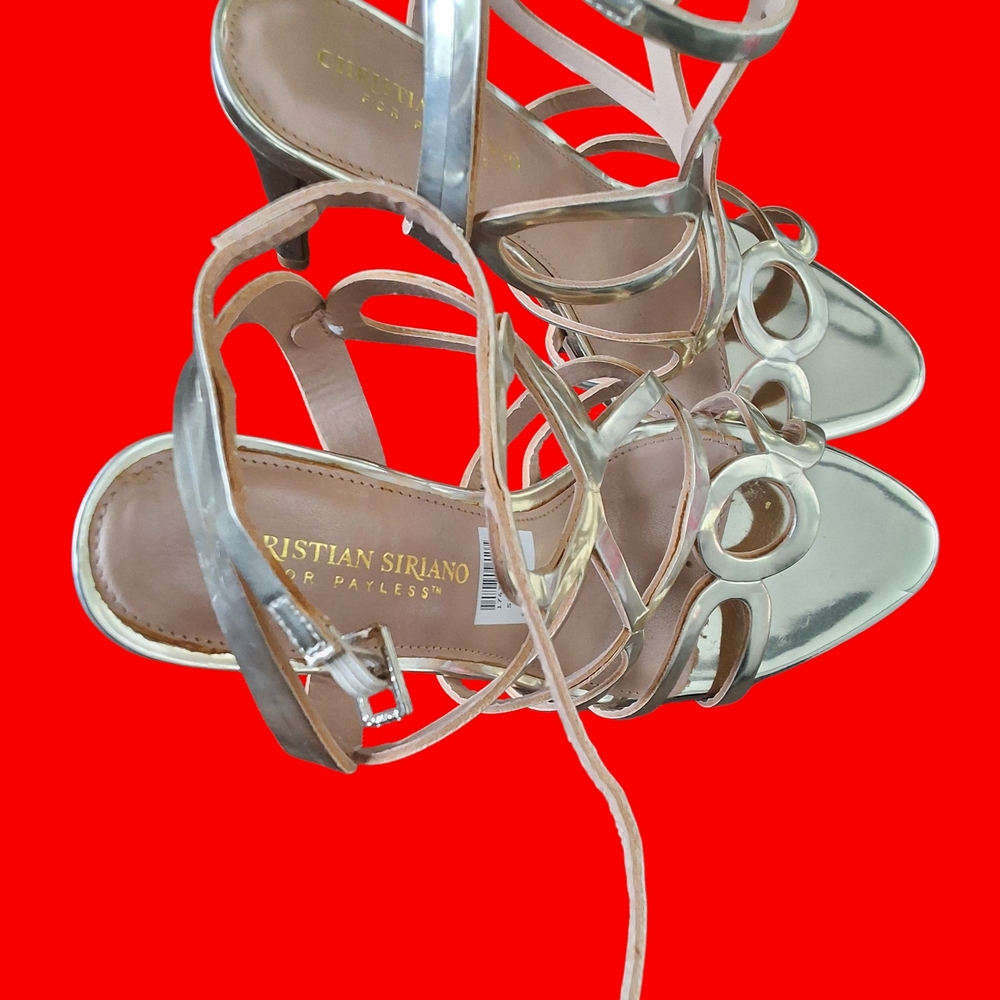 Christian Siriano Silver Strappy Heels